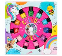 Chit Chat Colour Wheel Nail Polish Gift Set with Nail Art Accessories | Colourful Nail Polish Collection with 10 Vibrant Shades and Decorative Nail Art Gems. Creative Manicure Gift Set.