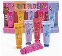Chit Chat Get Glossy Lip Gloss Collection - Set of 5 x 10ml Fruity Flavoured Lipgloss Tubes for Girls - Cherry, Grape, Mango, Watermelon & Blueberry - Kids Makeup Set - Vegan Friendly & Cruelty Free