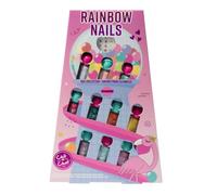 Chit Chat Rainbow Nails Gift Set for Girls - 10 Water Based Nail Varnishes 4ml Each - Bright & Pastel Nail Polish Colours with 2 Nail Art Sticker Sheets - Vegan Manicure Kit