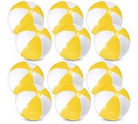 Chitidr 12 Pcs 16'' Beach Ball PVC Inflatable Ball Bulk Blow up Pool Balls for Swimming Pool Summer Hawaiian Tropical Theme Party Favors Decorations Favors Supplies (Yellow)