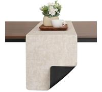 Chitomars Table Runner for Dining Table, Two-Color Washable Faux Leather Table Runners for Farmhouse Decor Coffee Outdoor Birthday Weddings Party Home Table Decorations(Cream-White Black, 30 x 183 cm)