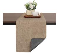 Chitomars Table Runner for Dining Table, Two-Color Washable Faux Leather Table Runners for Farmhouse Decor Coffee Outdoor Birthday Weddings Party Home Table Decorations(Gray Beige, 30 x 183 cm)