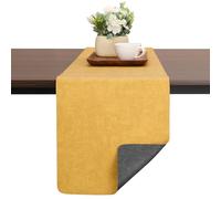 Chitomars Table Runner for Dining Table, Two-Color Washable Faux Leather Table Runners for Farmhouse Decor Coffee Outdoor Birthday Weddings Party Home Table Decorations(Gray Yellow, 30 x 140 cm)