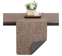 Chitomars Table Runner for Dining Table, Two-Color Washable Faux Leather Table Runners for Farmhouse Decor Coffee Outdoor Birthday Weddings Party Home Table Decorations(Gray Brown, 30 x 140 cm)