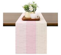 Chitomars Table Runner for Dining Table, Washable Vinyl Woven Table Runners for Farmhouse Decor Indoor Outdoor Birthday Weddings Party Home Coffee Table Decorations (Beige Pink, 30 x 180 cm)