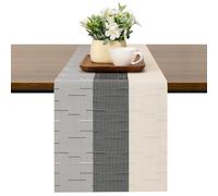 Chitomars Table Runner for Dining Table, Washable Vinyl Woven Table Runners for Farmhouse Decor Indoor Outdoor Birthday Weddings Party Home Coffee Table Decorations (Beige Black, 30 x 180 cm)