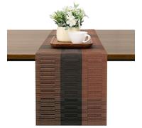 Chitomars Table Runner for Dining Table, Washable Vinyl Woven Table Runners for Farmhouse Decor Indoor Outdoor Birthday Weddings Party Home Coffee Table Decorations (Black Brown, 30 x 135 cm)