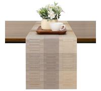 Chitomars Table Runner for Dining Table, Washable Vinyl Woven Table Runners for Farmhouse Decor Indoor Outdoor Birthday Weddings Party Home Coffee Table Decorations (Grey Gold, 30 x 135 cm)