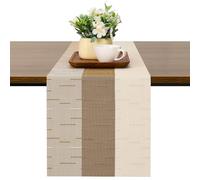 Chitomars Table Runner for Dining Table, Washable Vinyl Woven Table Runners for Farmhouse Decor Indoor Outdoor Birthday Weddings Party Home Coffee Table Decorations (Beige Light Brown, 30 x 135 cm)