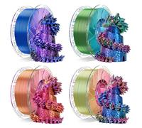 Chitu Systems Conjure Silk PLA 3D Printer Filament, 1.75mm Christmas Tricolor Filament, Silk Red Yellow Blue Black Purple Gold Purple Red Blue Green Pack of 4KG/8.8lb