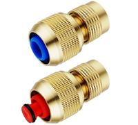 ChiuLau 3/4" Solid Brass Hose End Quick Connector and Connector with Shut Off, Garden Hose Quick Connector, Duty Heavy Brass Hose Connector Adapter Stop The Water Easily-2 Pack