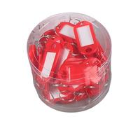 Chiusuet 50 Pcs Key Ring Tags - Key Tags Plastic 10 Assorted Colours,Identifiers,Name and Labels,Adapt to USB Drive,Pets,Bags Split Ring Window Lucky Line Flexible Colored Red