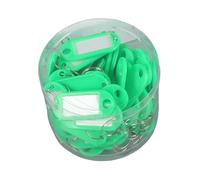 Chiusuet 50 Pcs Key Ring Tags - Key Tags Plastic 10 Assorted Colours,Identifiers,Name and Labels,Adapt to USB Drive,Pets,Bags Split Ring Window Lucky Line Flexible Colored Green