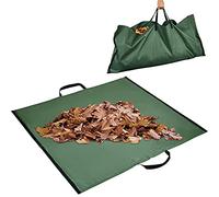 Chiusuet Garden Waste Bags with Handles Large Strong Garden Waste Sacks, Heavy Duty Extra Strong Ground Sheet with Lifting Handles, Reusable Green Leaf Bags for Garden Yard Lawn Army Green