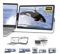 Chiusuet Laptop Screen Extender, 14.1" Full HD IPS Portable Monitor for Laptop Monitor Extender Compatible with Mac, PC, Chrome & Windows, Mini HDMI Plug and Play