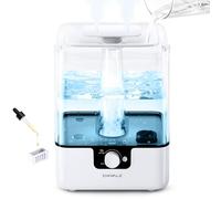 CHIVALZ 6L Humidifier for Bedroom, Cool Mist Top Fill Humidifiers for Baby Nursery and Plants, Up to 50 Hours, 26dB Quiet, Nightlight for Large Room Home, Oil Diffuser, 1 Pack + 2 Mist Outlets, White