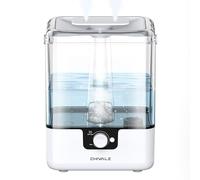 CHIVALZ Humidifier for Bedroom, 6L Cool Mist Top Fill Humidifiers for Baby Nursery and Plants, Up to 50 Hours, 26dB Quiet, Nightlight, Oil Diffuser for Large Room Home, White, 1 Pack + 2 Mist Outlets