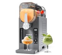 CHIVALZ Slush Machine, Frozen Drink Machine, No Ice Needed, 12H Pre-Scheduling, LED Display, Self-Cleaning, Makes Slushies, Milkshakes, Frappés & Cocktail, AD03, Grey, 6 Preset Programs +1 Pack