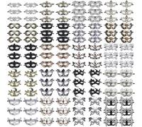 Chivao 120 Pcs Masquerade Masks for Women Men Couple Bulk Venetian Mask Vintage Antique Adult Face Halloween Costumes Party (Vintage Style)