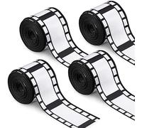 Chivao 4 Roll 2.5 Inch 20 Yards Filmstrip Ribbon Movie Film Reel Ribbon Filmstrip Decorating Material Party Accessory for Movie Party Table Decor Home DIY Wrapping Wreaths Crafts