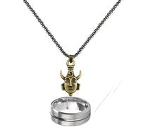 CHIVASO Stainless Steel Dean Ring and Bronze Amulet Pendant with Black Tone Box Chain Necklace Set Winchester Inspired Cosplay Jewelry for Men, RING SIZE 11, Stainless Steel, No Gemstone