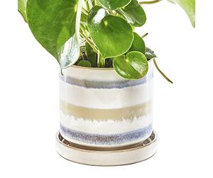 CHIVE Minute Ceramic Planter Pot Cute 5 Colorful Succulent Pots for Indoor & Outdoor House Plants Beautiful Modern Farmhouse Kitchen Decor Blue Green Layers