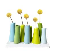 Chive - Pooley 2, Ceramic Flower Vase, 8-Tube Shape (Scout Blue with Blue and Green)