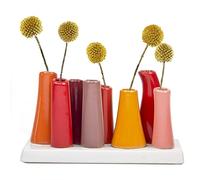 Chive ‘Pooley 2’ Multi-Chambered Flower Vase - Cute, Beautiful Ceramic Vase for Flowers & House Plants - Pumpkin, Orange & Red