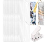 Chivertion 101 Pcs Bookmark Laminating Pouches Set Includes 100 Pcs 5 Mil Clear Bookmark Sleeves 2 x 8 Inch Hot Laminator Sleeves 1 Pcs Single Hole Punch for Book Lovers School Home Office