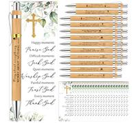 Chivertion 20 Sets Christian Religious Gifts Bulk Bible Verse Bamboo Pens and Christian Bookmarks VBS Religious Inspirational Church Vacation Bible Gifts School Supplies