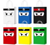 Chivertion 24 Pcs Ninja Gift Bags with Handles Ninja Birthday Party Decorations Party Favor Gift Supplies Candy Treat Goody Bags for Kids