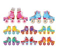 Chivertion 48 Pcs Valentine's Day Roller Skates Cards with Cellophane Goodie Candy Bags DIY Valentine Exchange Gift Craft for School Classroom Party Favors Supplies