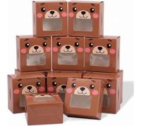 Chivertion 50 Pack Little Bear Cookie Boxes with Window, Small Bakery Treat Boxes for Pastry Donuts Macaroon Cupcakes, Wedding Bridal Shower Birthday Tea Party Baby Shower Favors