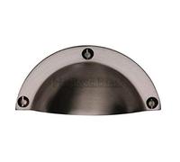 Chivrose Ltd Solid Face Fix Shaker Style Hooded Drawer Cabinet Cup Pull Handle 95mm (Matt Bronze)