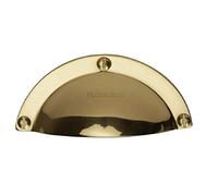 Chivrose Ltd Solid Face Fix Shaker Style Hooded Drawer Cabinet Cup Pull Handle 95mm (Polished Brass)