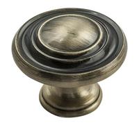 Chivrose Ltd Traditional Style Shaker Pattern Cabinet Cupboard Kitchen Wardrobe Door Pull Knob Handle 34mm Diameter (Antique Burnished Brass (ABB))