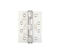 Chivrose Ltd Zoo ZCHSS243 Grade 13 Fire Rated Ball Bearing Hinge 102 x 76 x 3mm - Sold as a PAIR + Screws (Satin Stainless Steel (SSS))