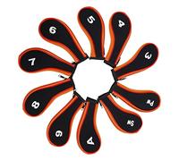 chiwanji 10Pcs Golf Iron Headcover, Golf Club Head Cover, Protective Sticky Wedges Waterproof Putter Sleeve for Training Equipment Outdoor Sports, Orange and Black
