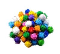 chiwanji 50Pcs Assorted Colors Pompoms Arts and Crafts Fuzzy Glitter Diameter 30mm for DIY Doll Creative Crafts Decorations