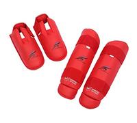 chiwanji Strike Shin Guards Leg Protector Kick Padded Shin Kick Pads Safe Support Protector Ankle for Foot & Instep Karate Kicking Sparring Adults - Red, M