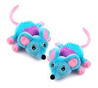 CHIWAVA 2 Pack 5.9 Inch Removable Catnip Plush Cat Toys Mice with Bell Large Mouse Activity Toy