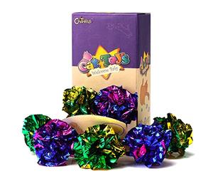 CHIWAVA 24PCS 1.6" Mylar Balls Shiny Crinkle Cat Toys Ball Kitten Crackle Lightweight Play Assorted Color