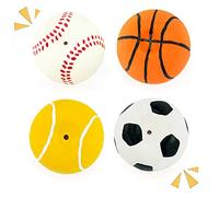 CHIWAVA 4PCS 2.4'' Squeak Latex Dog Sport Balls Fetch Toy for Small Dogs | Puppy Squeaky Balls Sets,Soft Bouncy Interactive Toys, Activity & Chases, Indoor Outdoor Training Play,Assorted Colors