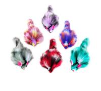 CHIWAVA 6PCS 3.1" Long Haired Furry Mice with Rattle Gradient Color Small Cat Toy Mouse Kitten Interactive Toy