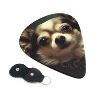 chiwawa Guitar Picks 6 Pcs, 0.46mm Thickness Celluloid Plectrum with Leather Picks Holder, Personalized Guitar Pick for Bass Electric Acoustic Guitars Lovers Gift