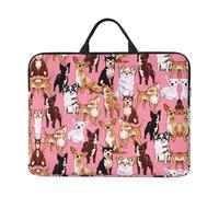 Chiwawas Dog Pink Print 14in Laptop Case Sleeve Bag, Portable Handle for Business Trip, Commuting, Fits Notebook & Tablet