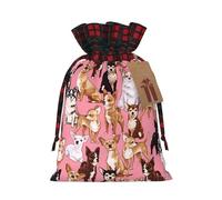 Chiwawas Dog Pink Print Drawstring Bags, Candy Snack Bag, Reusable Holiday Pouches for Wrapping & Storage S