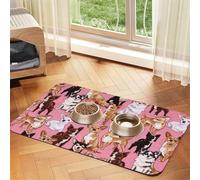 Chiwawas Dog Pink,Waterproof Pet Feeding Mat,PU Leather Placemats for Cat Dog Water Bowl,Food Mats,30x45cm