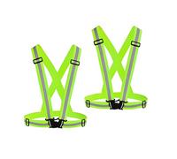 Chiwo Reflective Vest Running Gear 2Pack, High Visibility Adjustable Safety Vest Outdoor Reflective Belt for Night Cycling,Hiking, Jogging,Dog Walking, Construction Safe (Green)