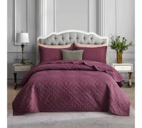 CHIXIN Bedspread Double 220x240 CM - Burgundy Color Quilted Bed Throw Matelasse Embossed Summer Lightweight Reversible Coverlet for Bedroom Decor - (Pillow Shams is not included in UK Market)